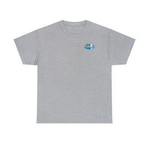 Blue garage surf large logo on back  Heavy Cotton Tee