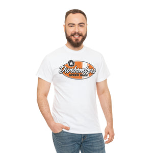 Orange Speed Shop surf logo on front  Heavy Cotton Tee