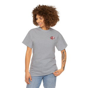 Red garage surf large logo on back  Heavy Cotton Tee