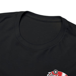 Red garage surf large logo on back  Heavy Cotton Tee