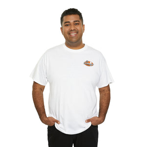 Orange speed shop surf large logo on back  Heavy Cotton Tee