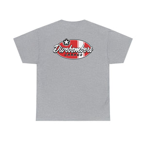 Red garage surf large logo on back  Heavy Cotton Tee