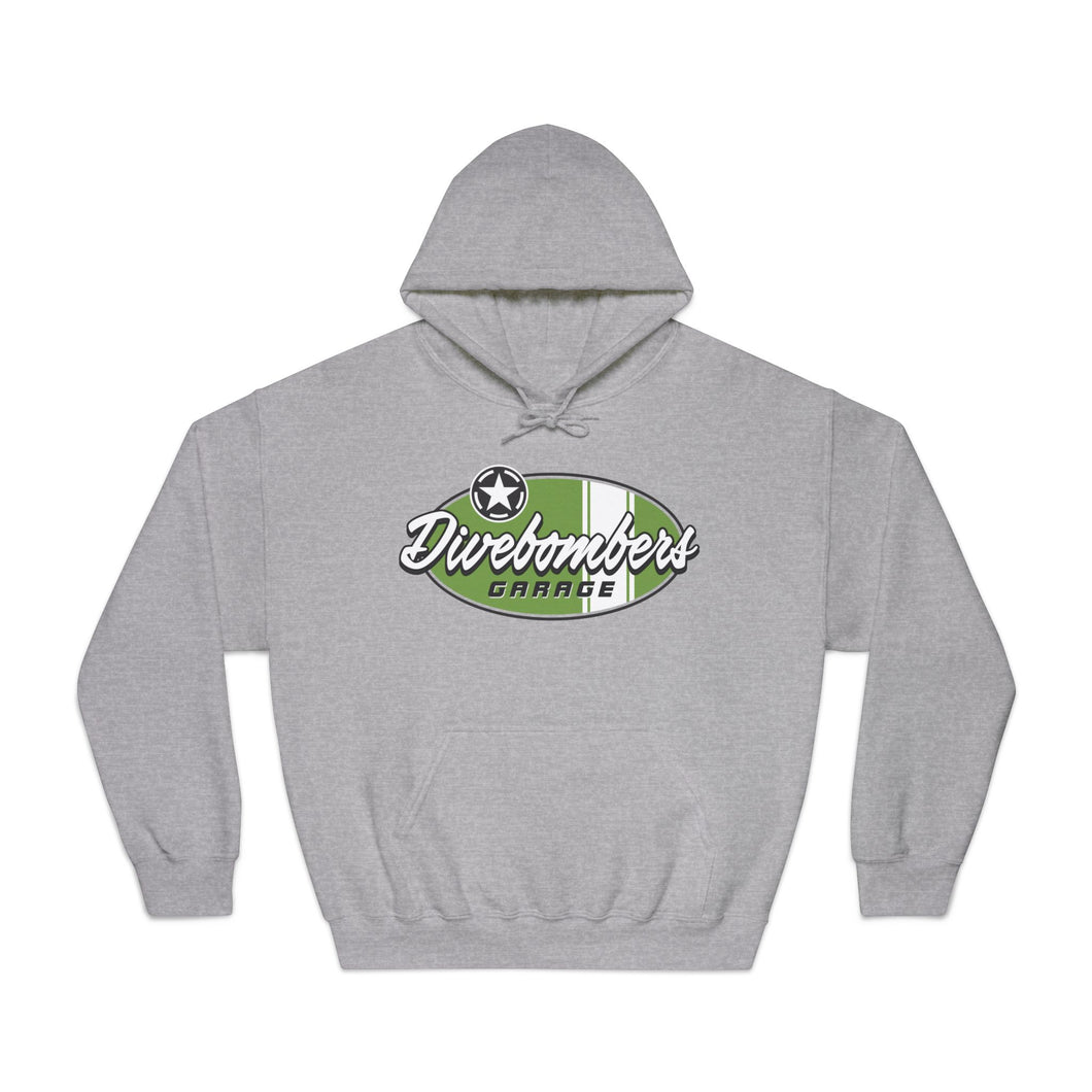 Green Divebombers garage surf logo hoodie