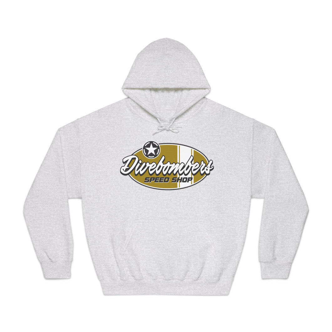 Gold Divebombers speed shop surf logo hoodie