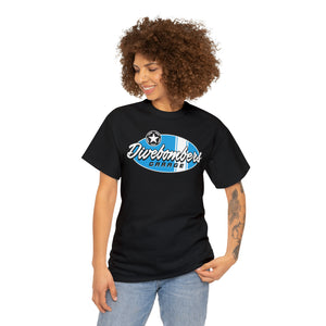 Blue Garage shop surf logo on front  Heavy Cotton Tee