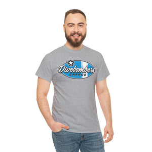 Blue Garage shop surf logo on front  Heavy Cotton Tee