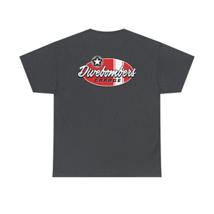 Red garage surf large logo on back  Heavy Cotton Tee