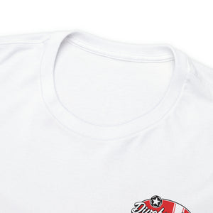 Red garage surf large logo on back  Heavy Cotton Tee