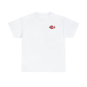 Red garage surf large logo on back  Heavy Cotton Tee