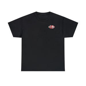 Red garage surf large logo on back  Heavy Cotton Tee