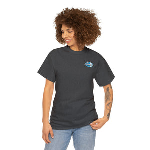 Blue garage surf large logo on back  Heavy Cotton Tee