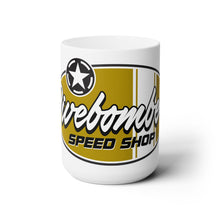 Load image into Gallery viewer, Gold speed shop surf logo Ceramic Mug 15oz
