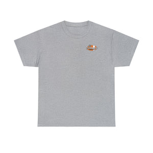 Orange speed shop surf large logo on back  Heavy Cotton Tee