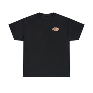 Orange speed shop surf large logo on back  Heavy Cotton Tee