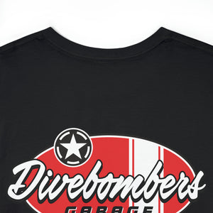 Red garage surf large logo on back  Heavy Cotton Tee