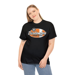 Orange Speed Shop surf logo on front  Heavy Cotton Tee