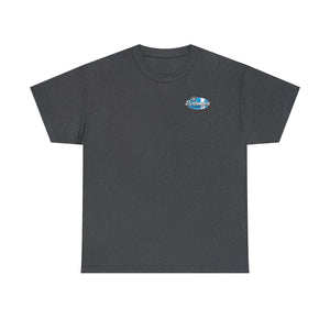 Blue garage surf large logo on back  Heavy Cotton Tee