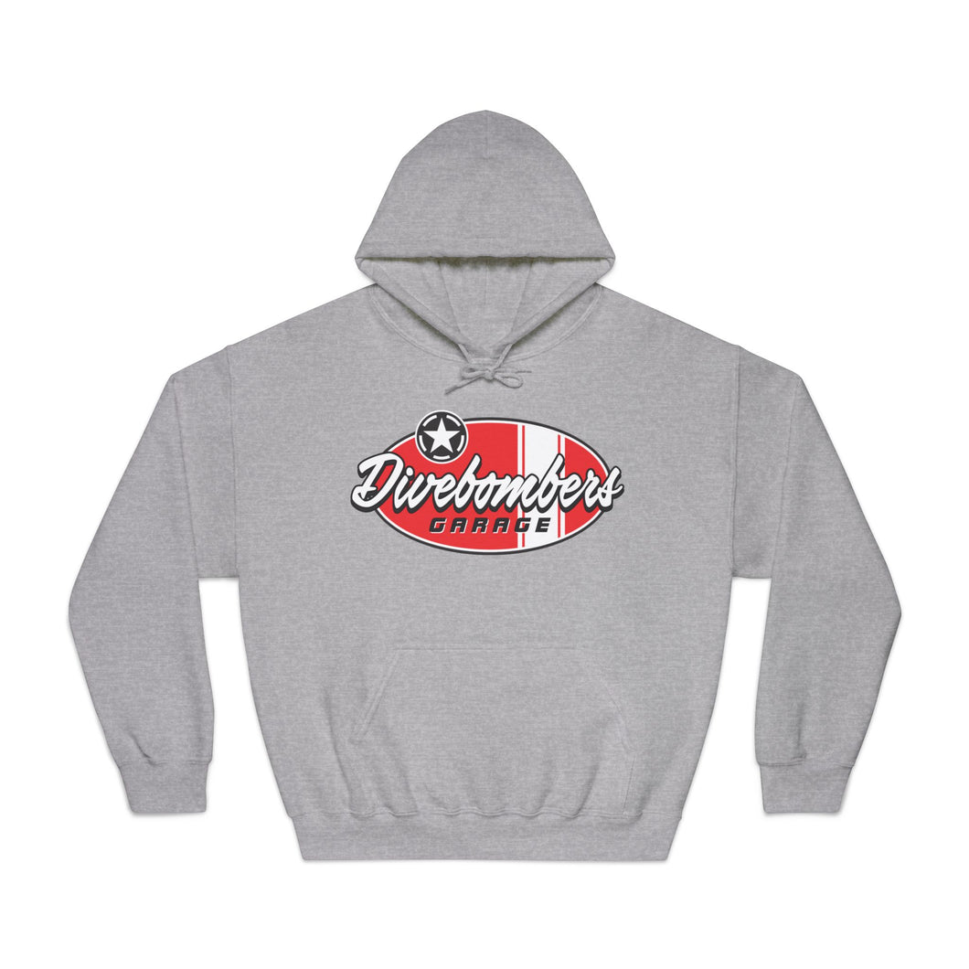 Red Divebombers garage surf logo hoodie