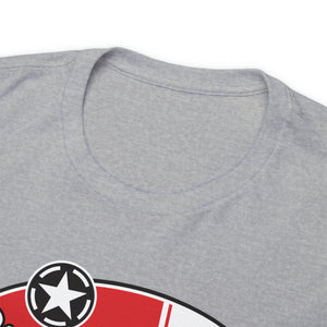 Red Garage surf logo on front  Heavy Cotton Tee