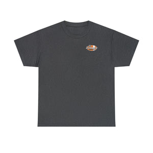 Orange speed shop surf large logo on back  Heavy Cotton Tee