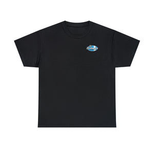 Blue garage surf large logo on back  Heavy Cotton Tee